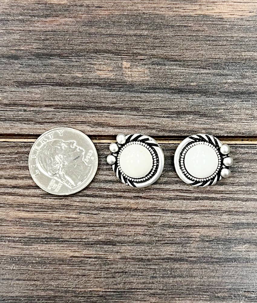 12mm White Turquoise Studs