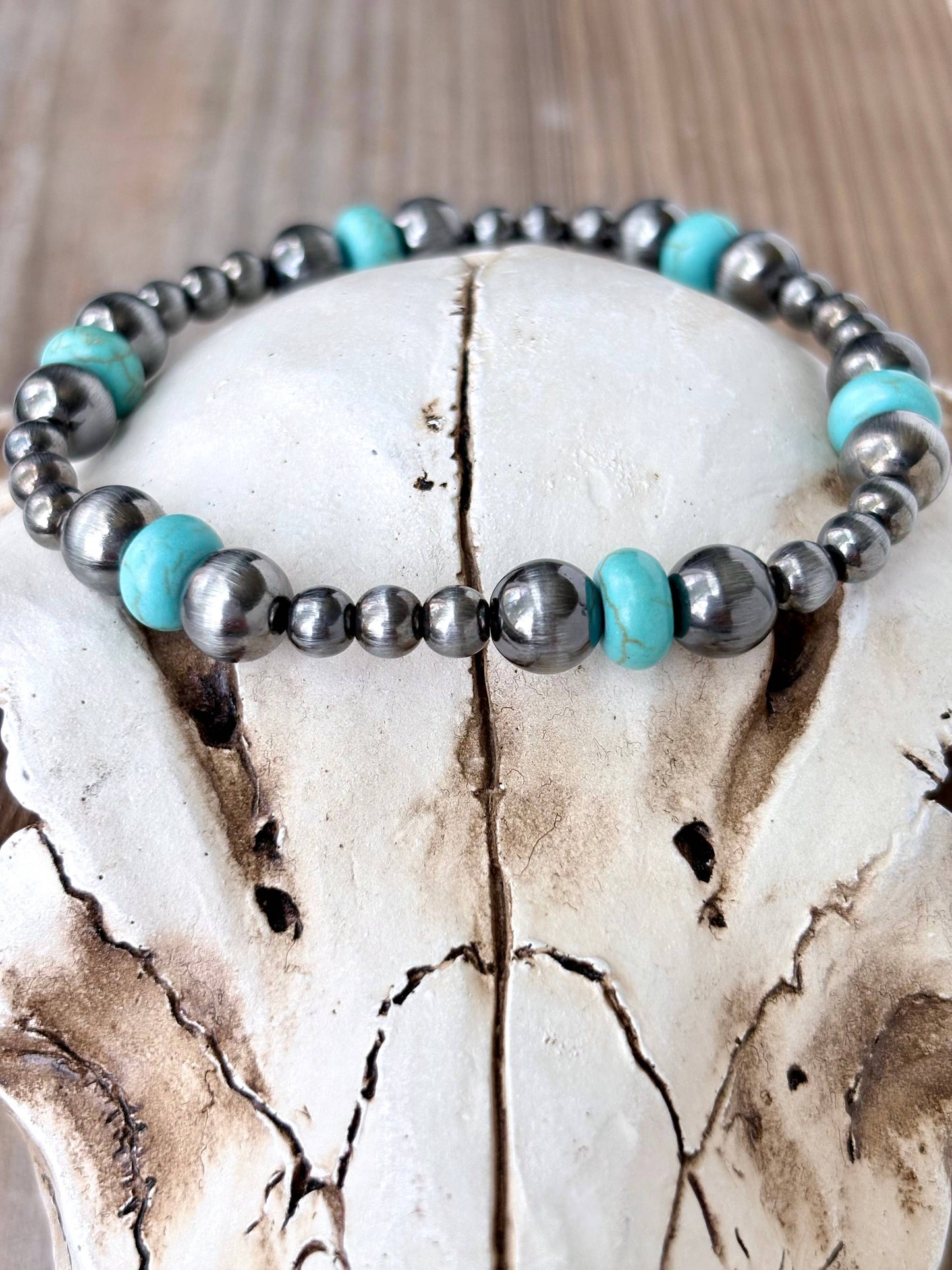 Turquoise Bead Stretch Bracelet