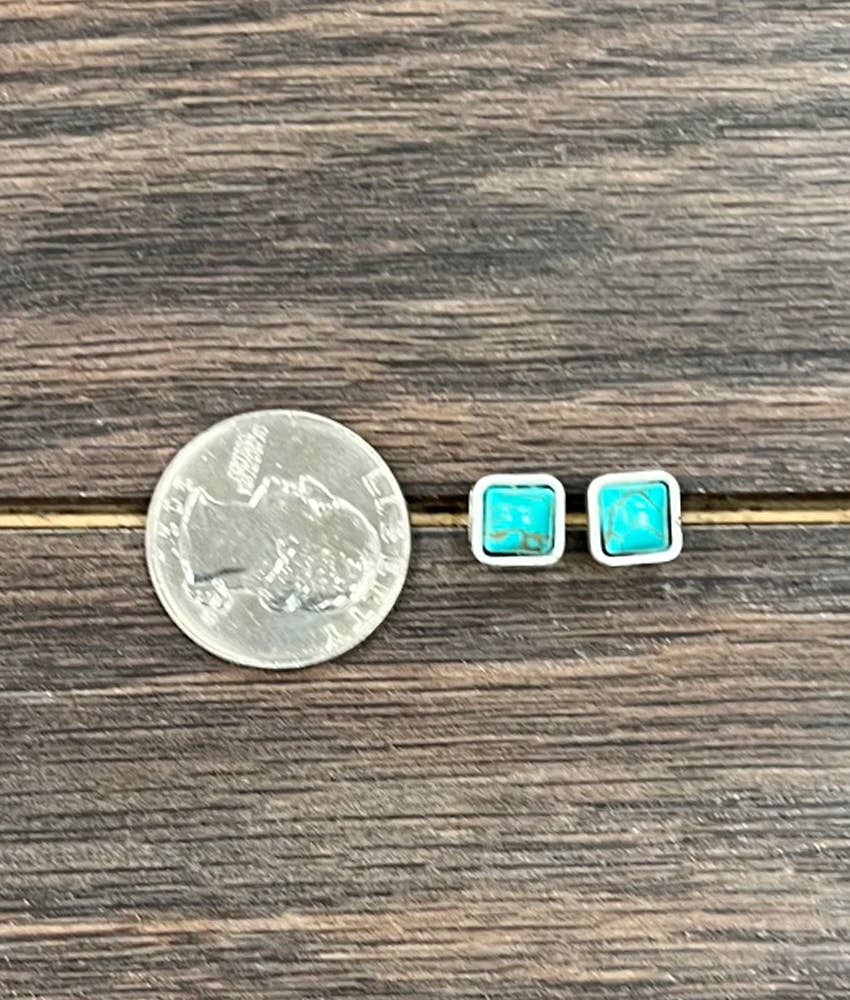 Small Square Turquoise Stud Earrings