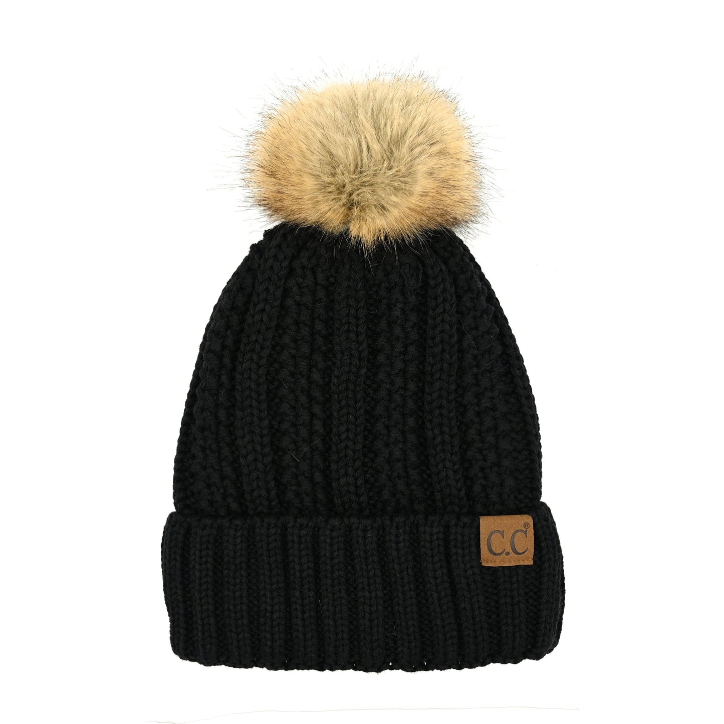 CC Bold Faux Fur Accented Beanie