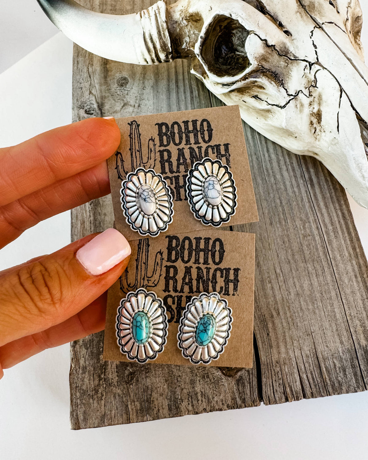 White Concho Studs