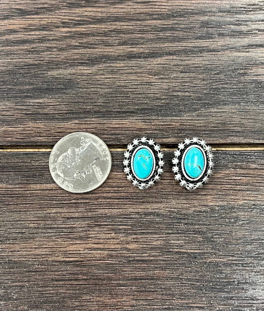 Oval Turquoise Stud Earrings