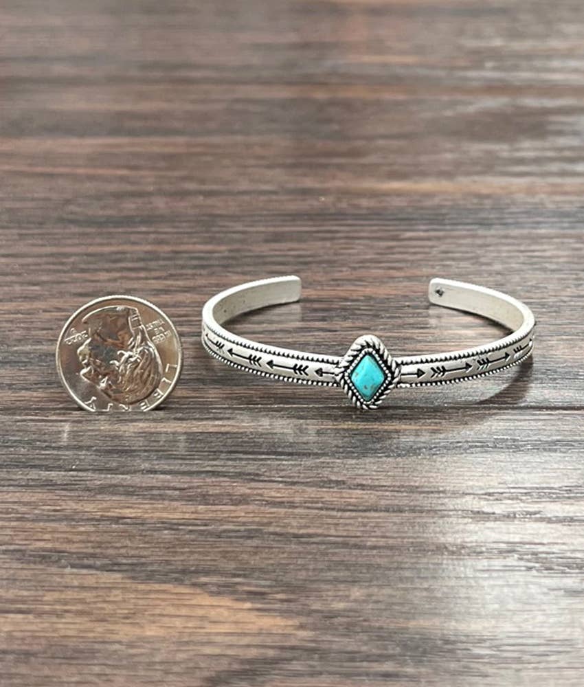 10mm Diamond Turquoise Cuff Bracelet