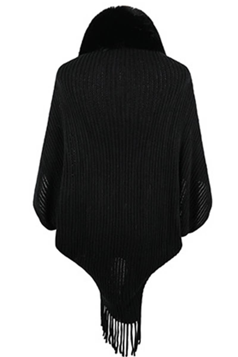 Luxe Winter Fringe Knit Shawl