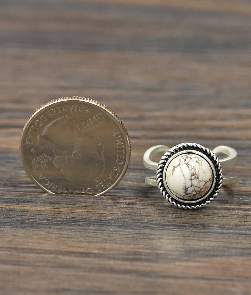 White Turquoise Adjustable Ring