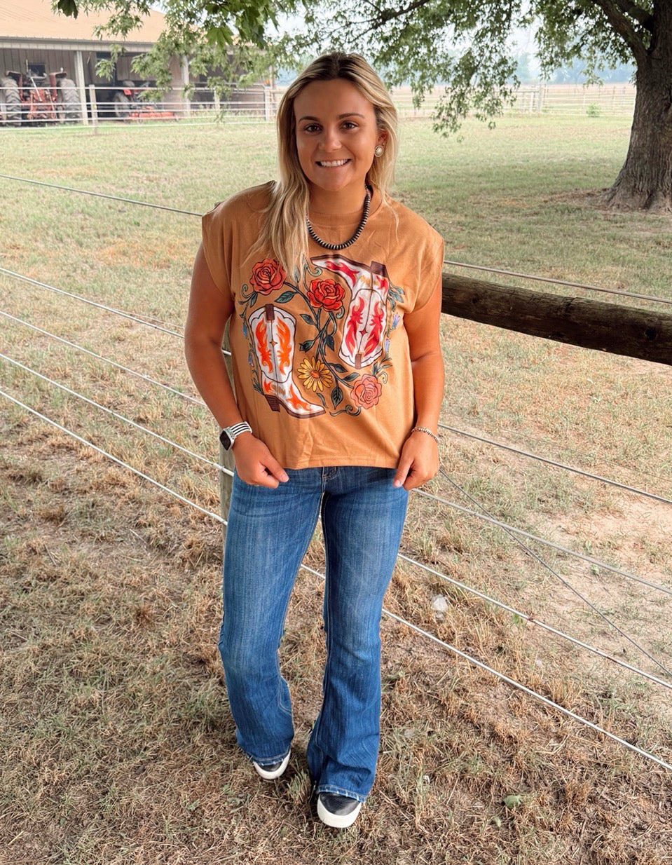 Western Floral Print Tee