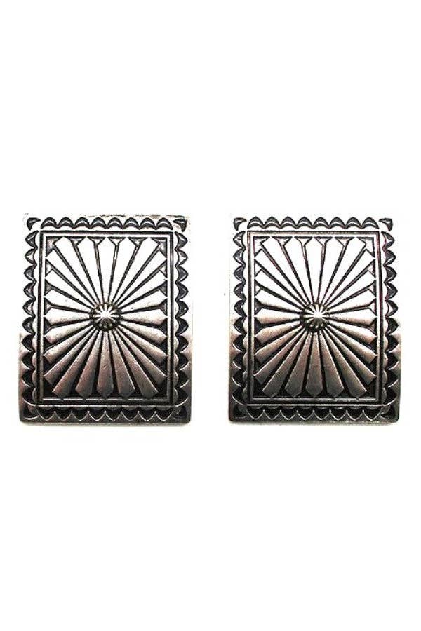 WESTERN CONCHO POST EARRINGS- Square