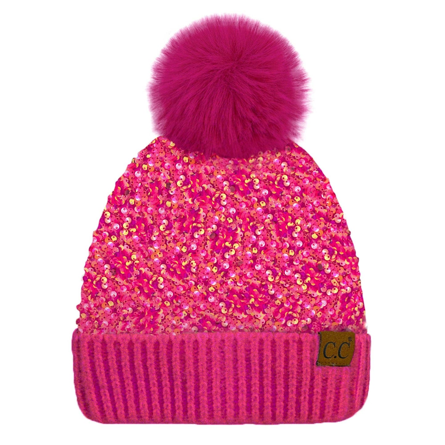 CC Kids Sequin Fur Pom Beanie - Kids Hat