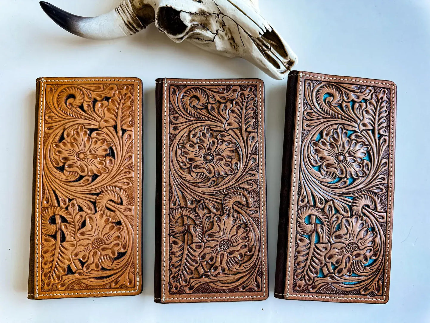Tooled Leather Bi-Fold Wallet