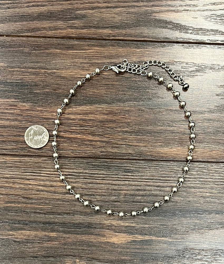 16" 6mm Silver Western Bead Necklace
