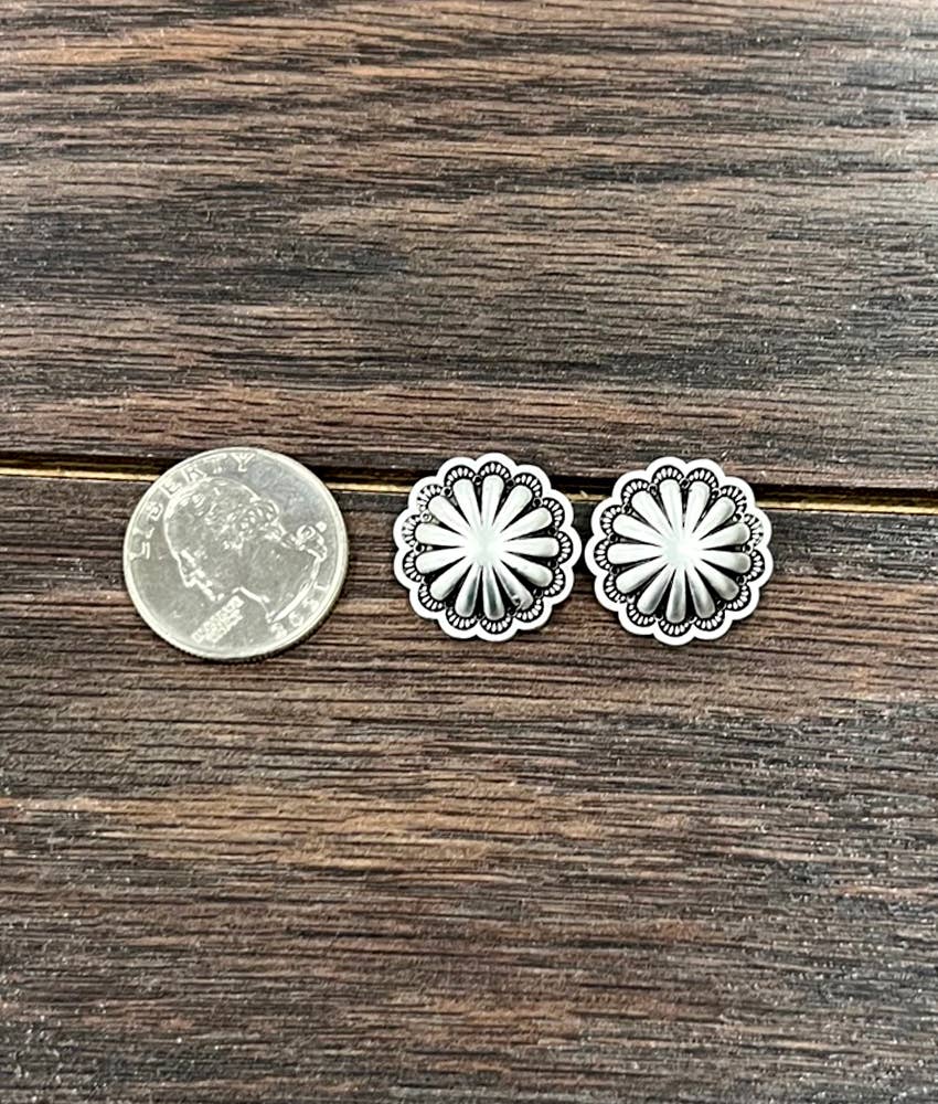 Brass Concho Stud Earrings