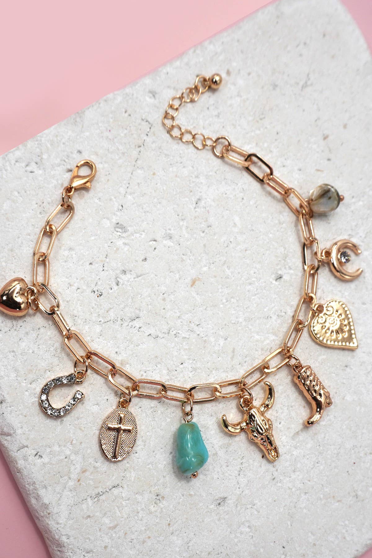 Gold Western Charm Bracelet
