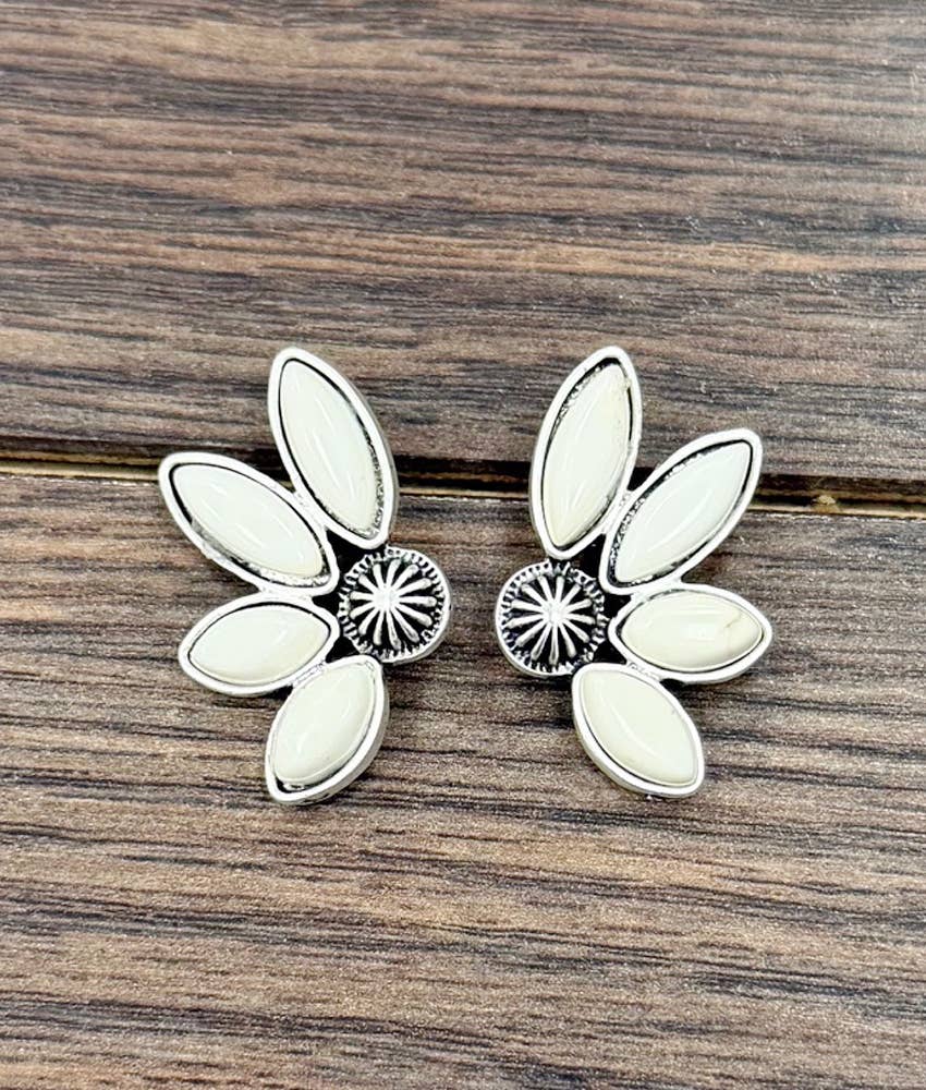 Western White Turquoise Stud Earrings