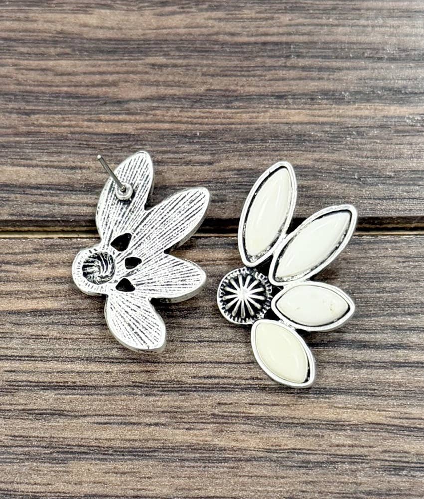 Western White Turquoise Stud Earrings
