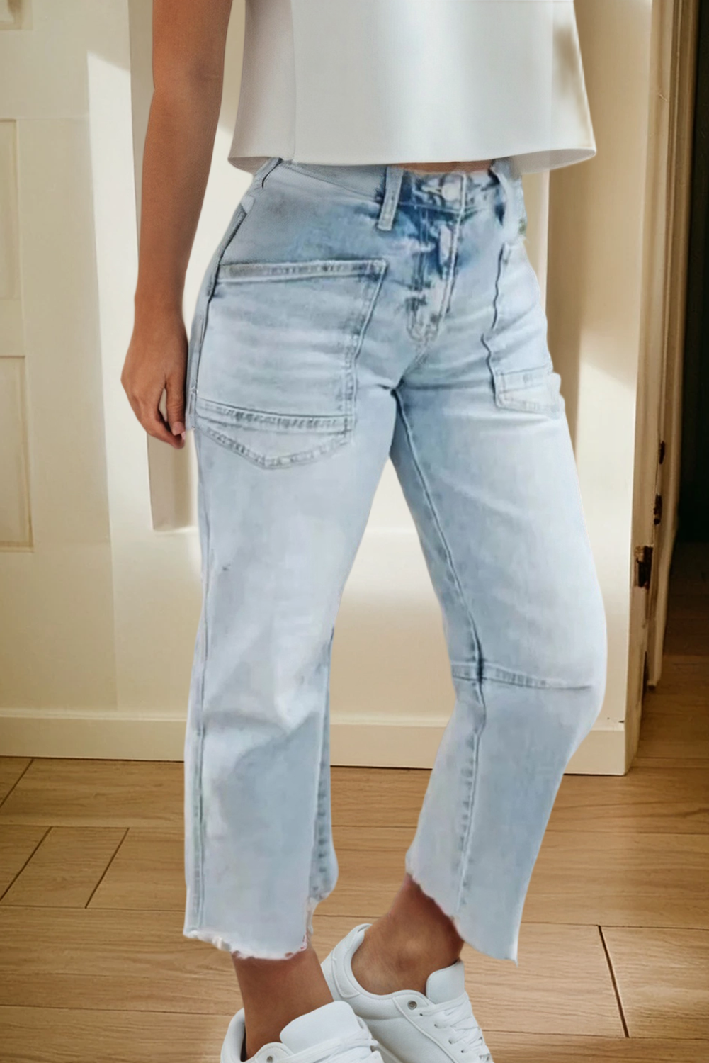 Frayed Light Wash Denim