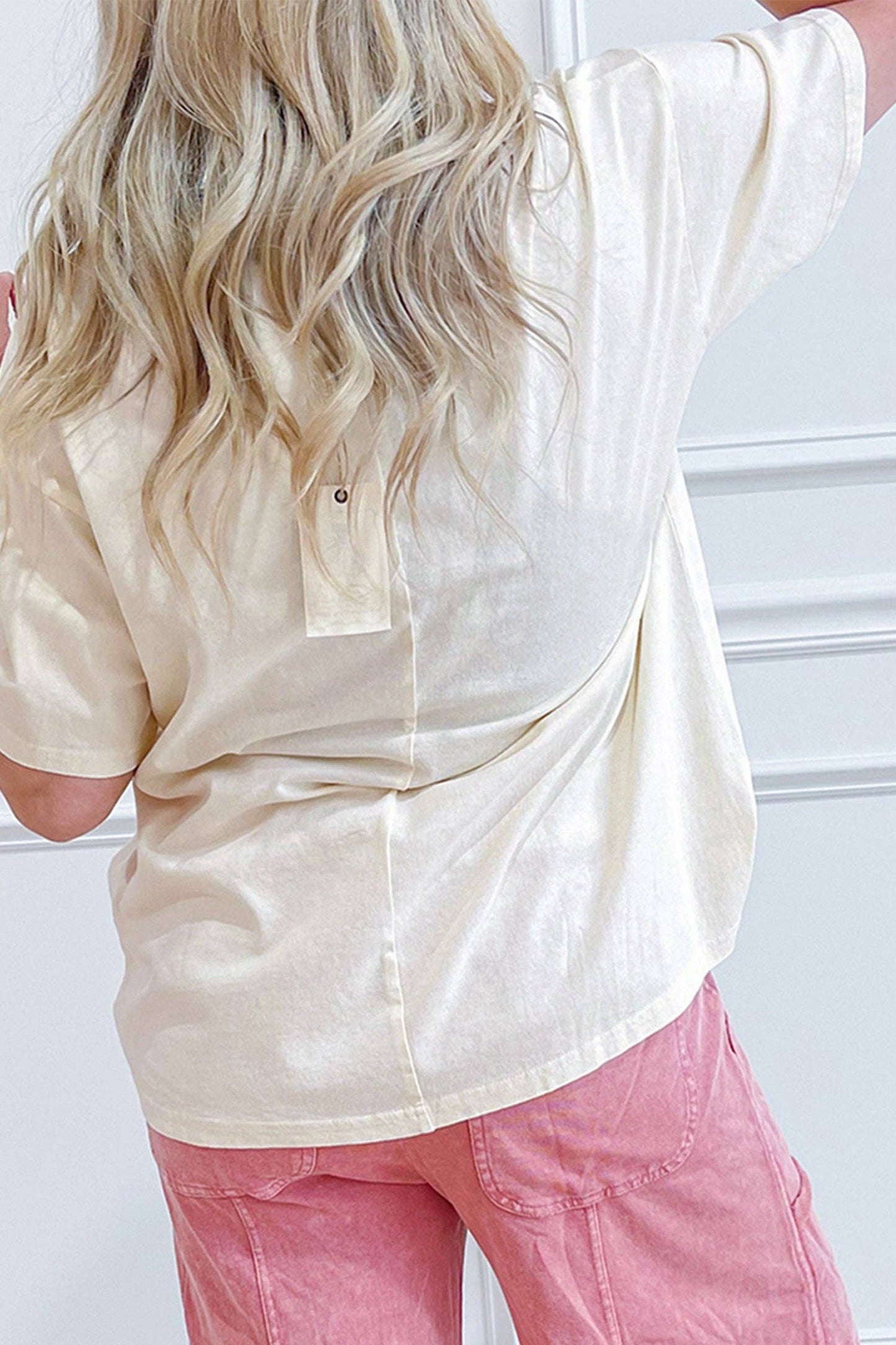 Beige Star Stud Detail Tee