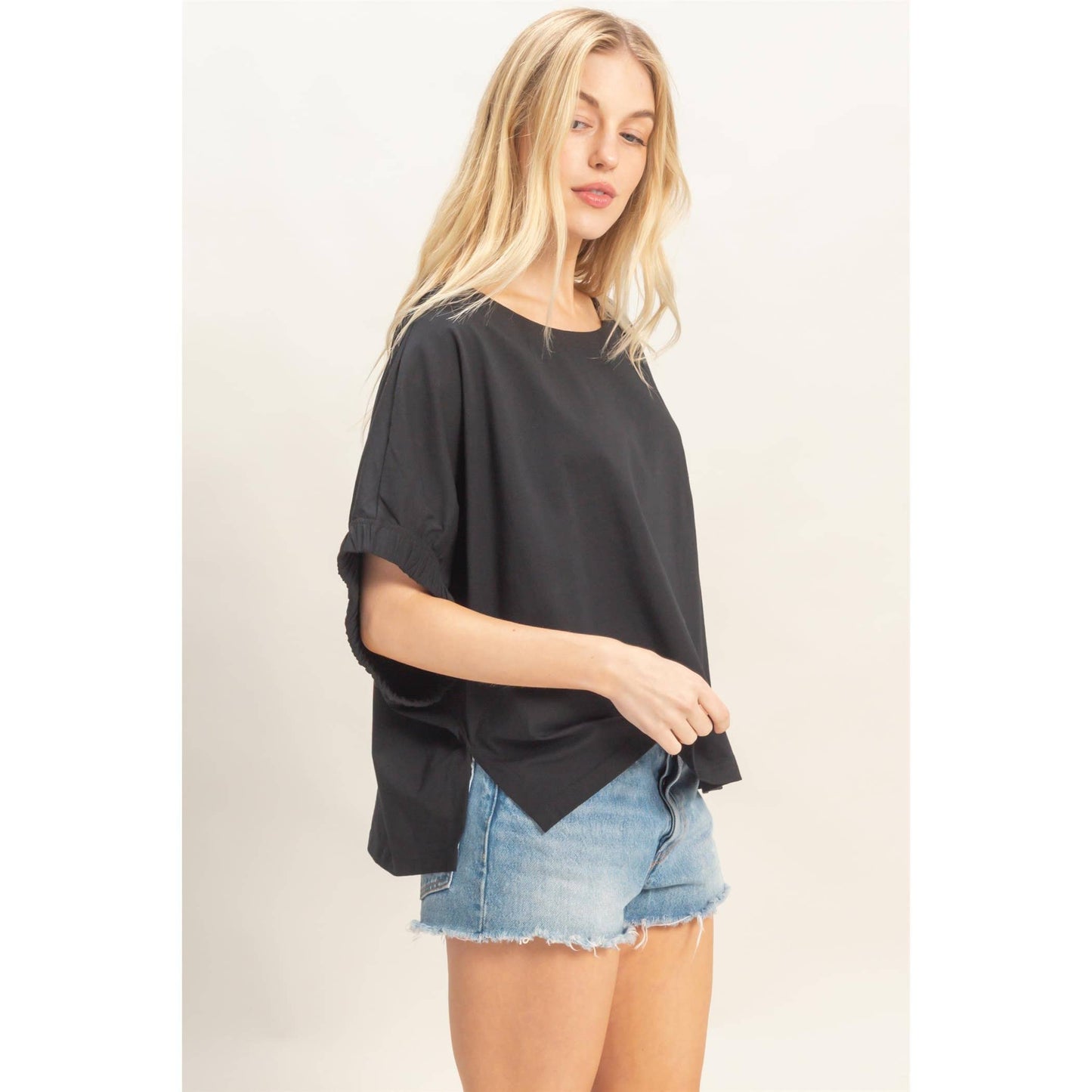 Oversized Elastic Cuff Blouse