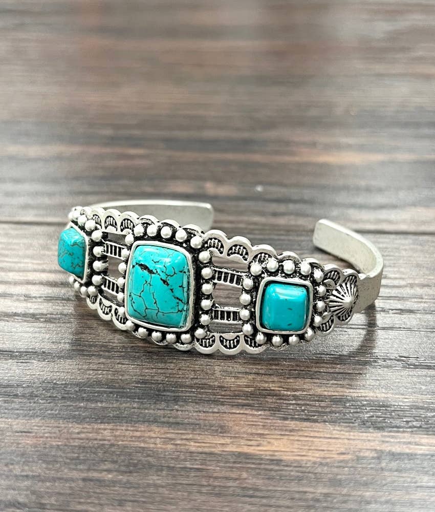3- Stone Turquoise Cuff Bracelet