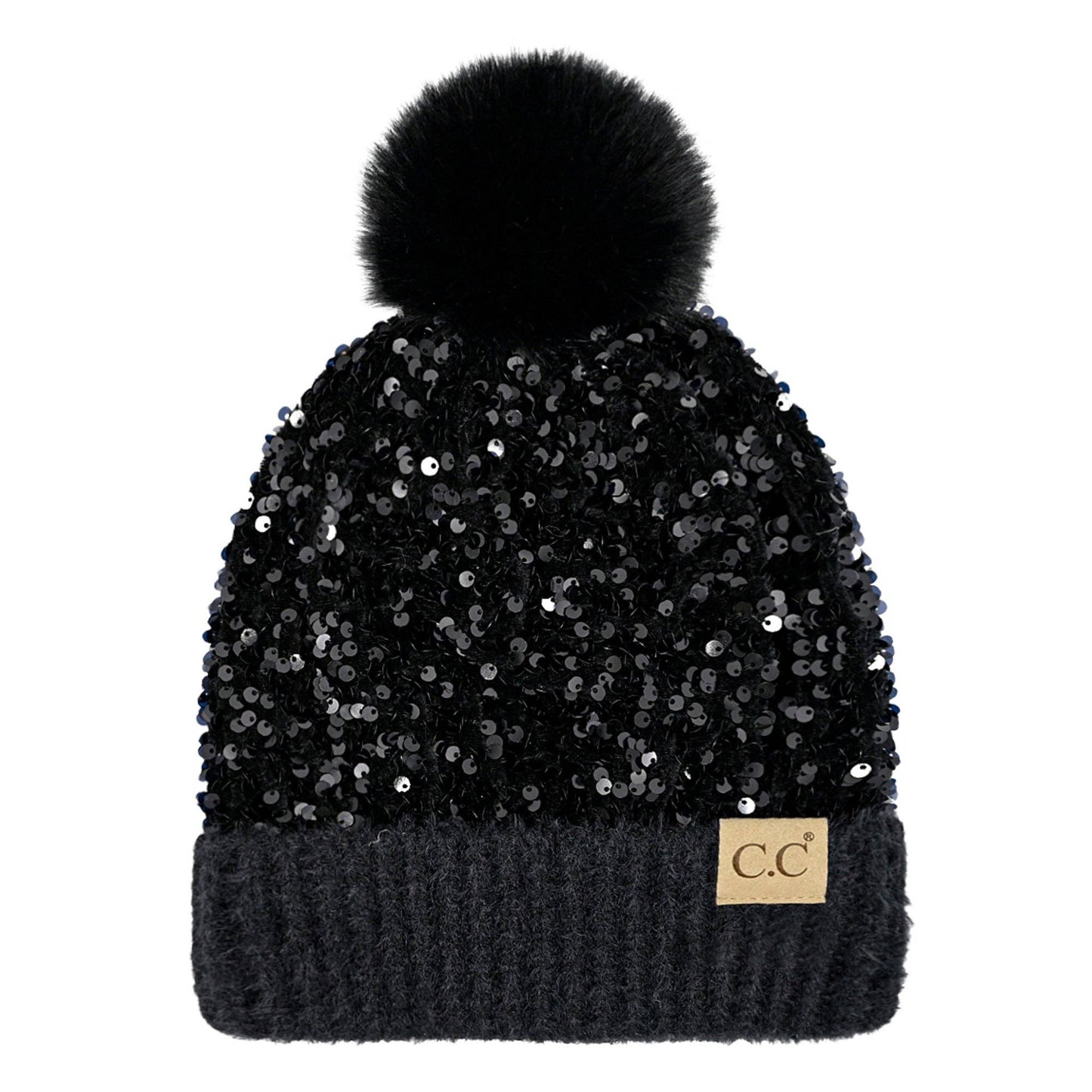 CC Kids Sequin Fur Pom Beanie - Kids Hat