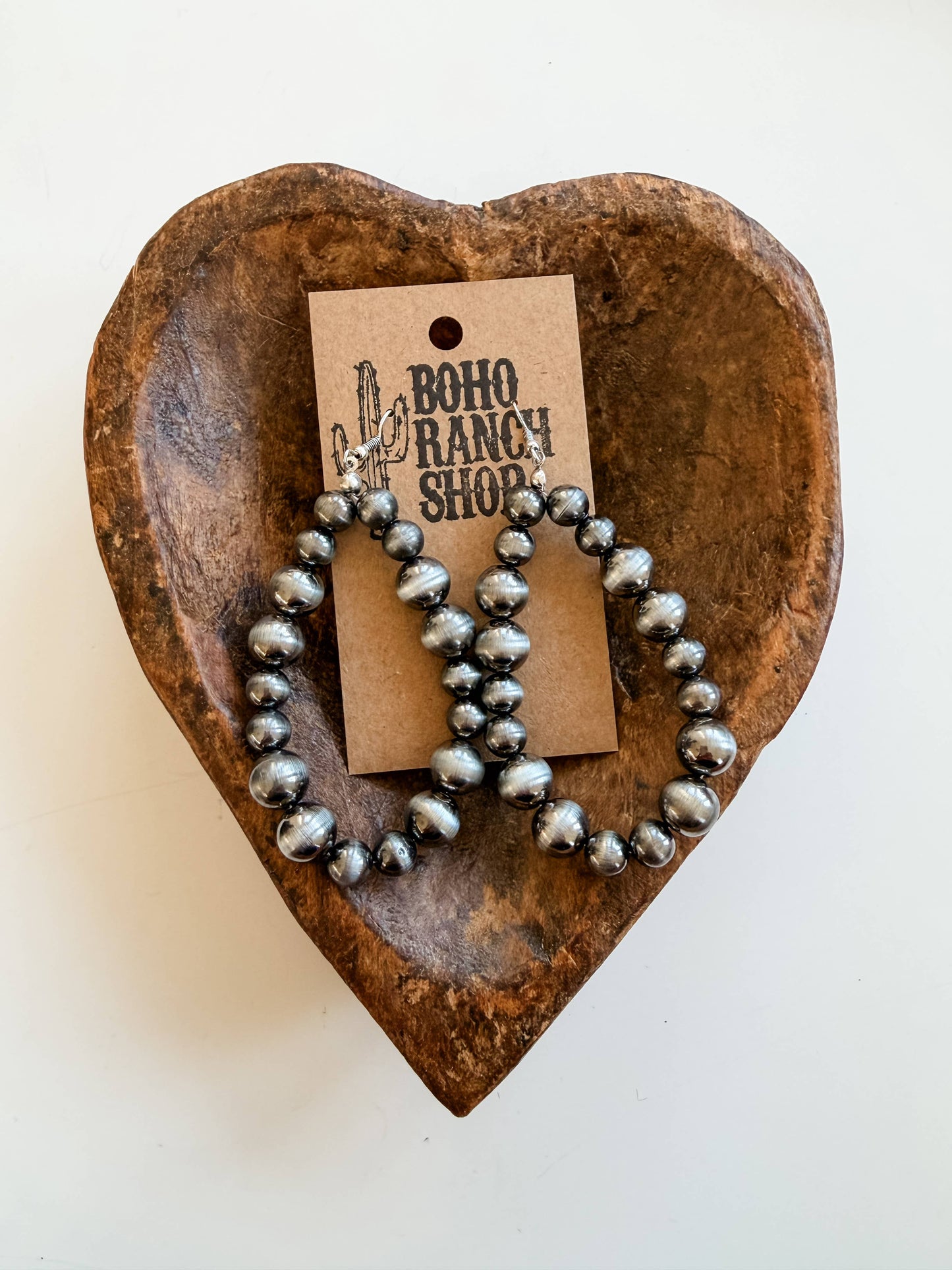 Western Navajo Style Pearl Hoop Earrings