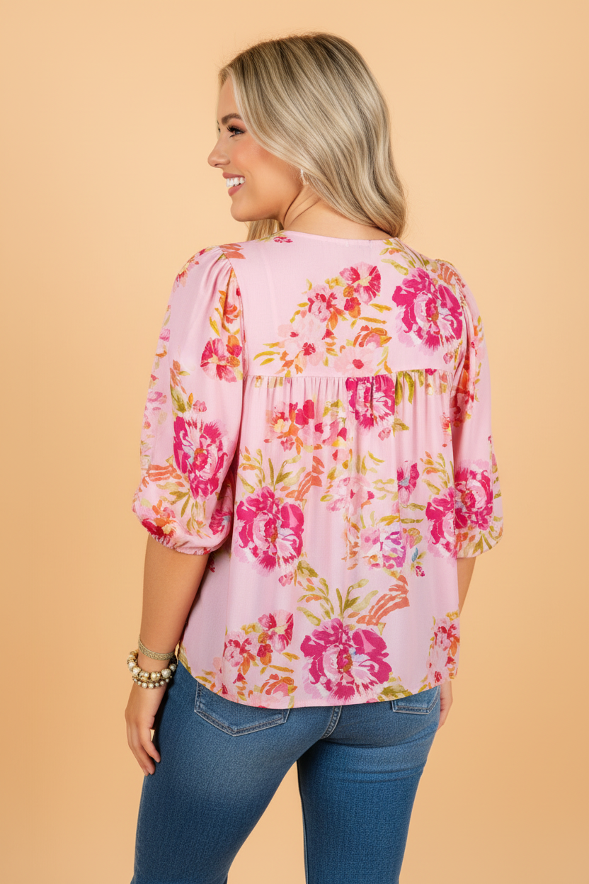 Pink Floral Blouse