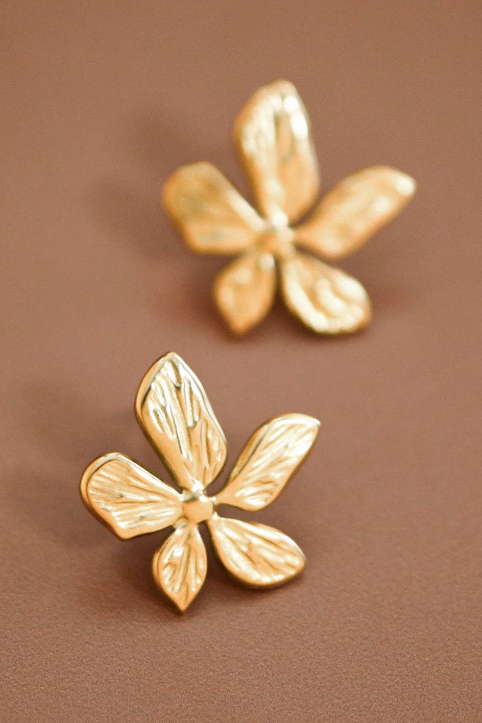 Gold Flower Stud Earrings