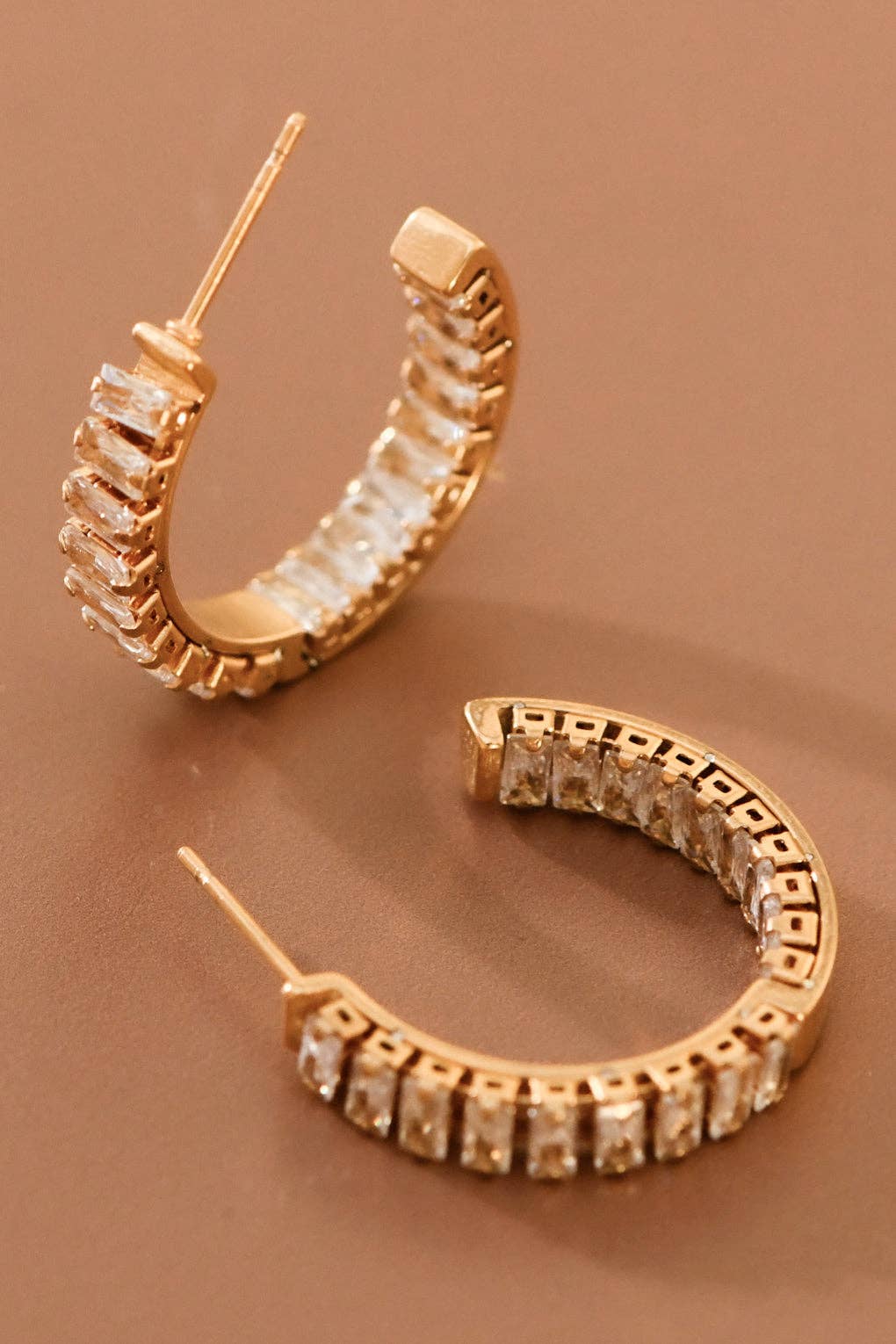 Gold Rhinestone Hoop Earrings