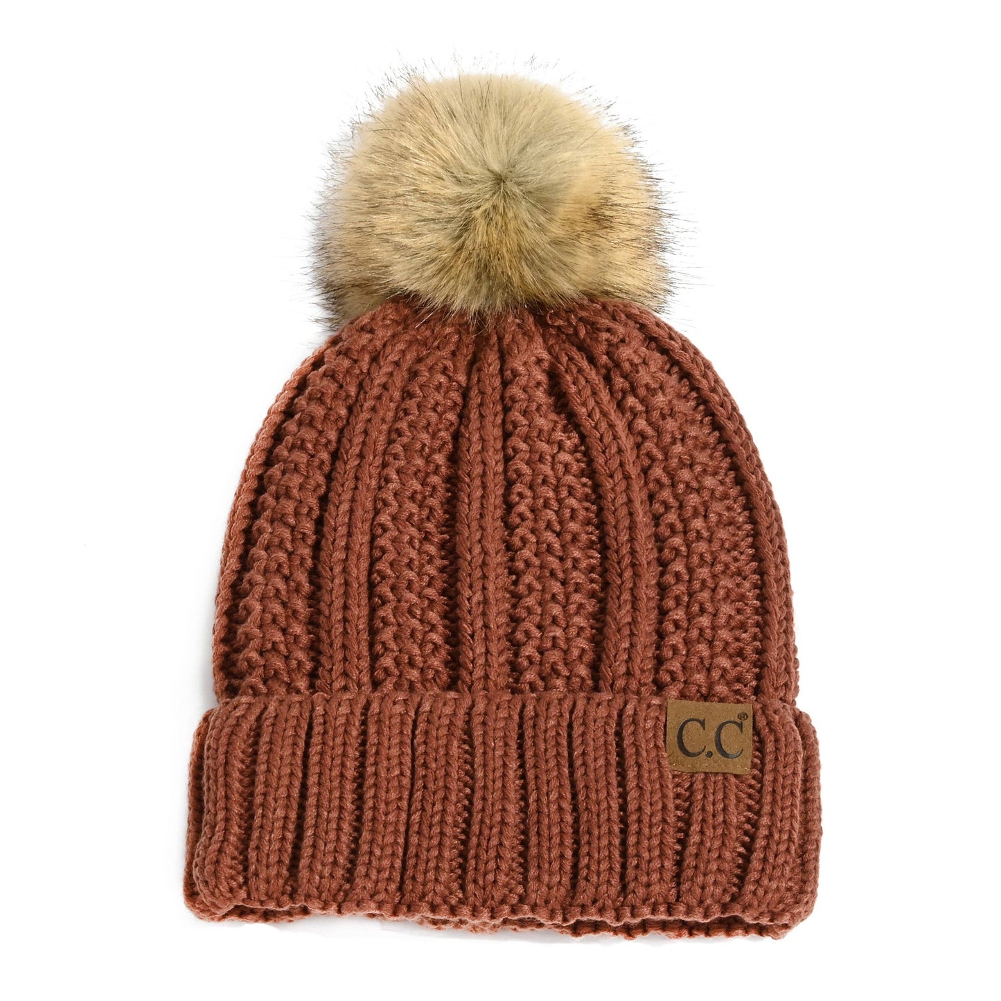 CC Bold Faux Fur Accented Beanie