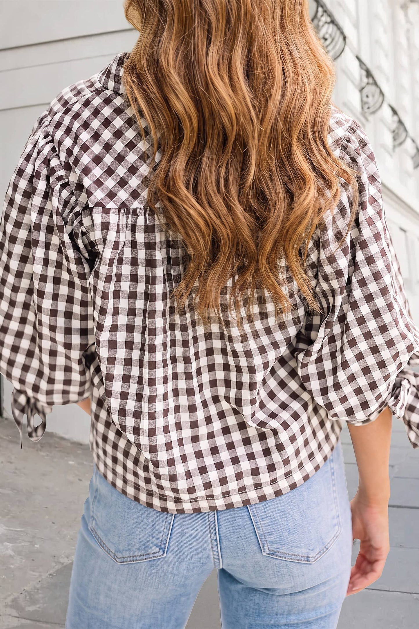 Gingham Tie Blouse
