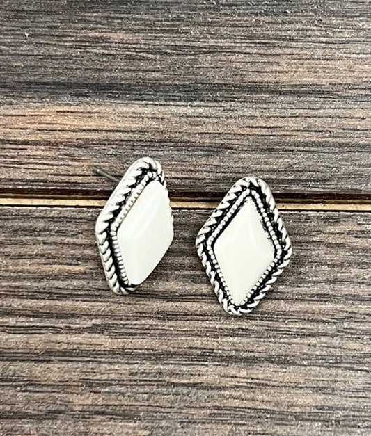 White Turquoise Stud Earrings