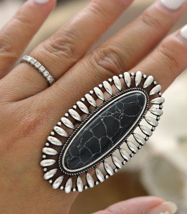 Oversized Oval Stone Ring