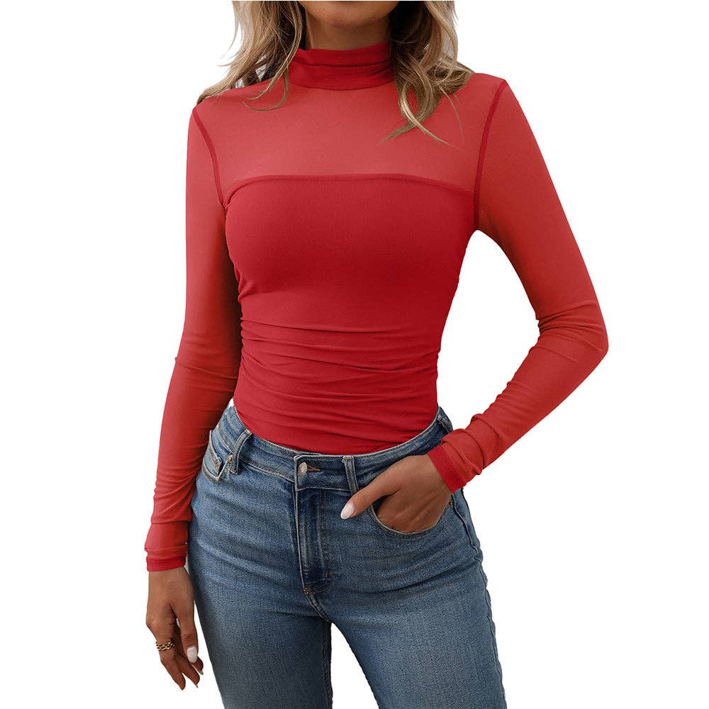 High Neck Sheer Long Sleeve