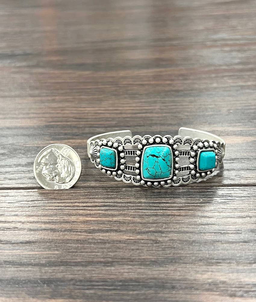3- Stone Turquoise Cuff Bracelet