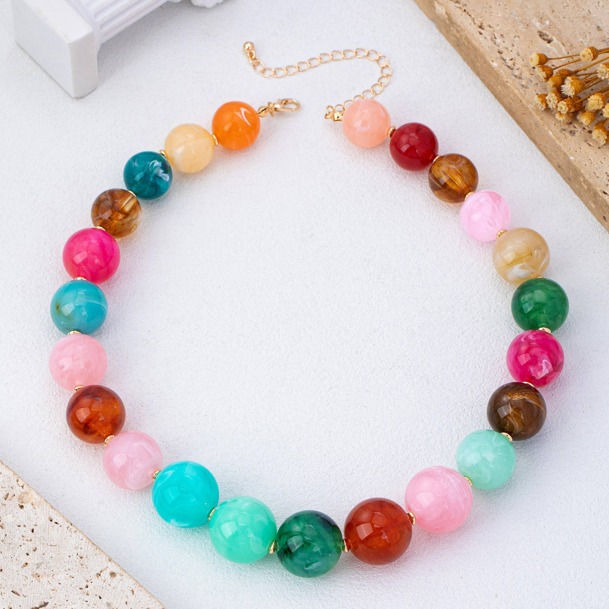 XL Beaded Gemstone Necklace