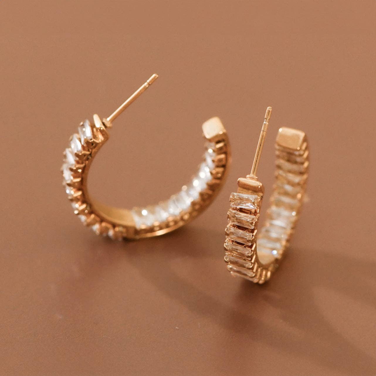 Gold Rhinestone Hoop Earrings