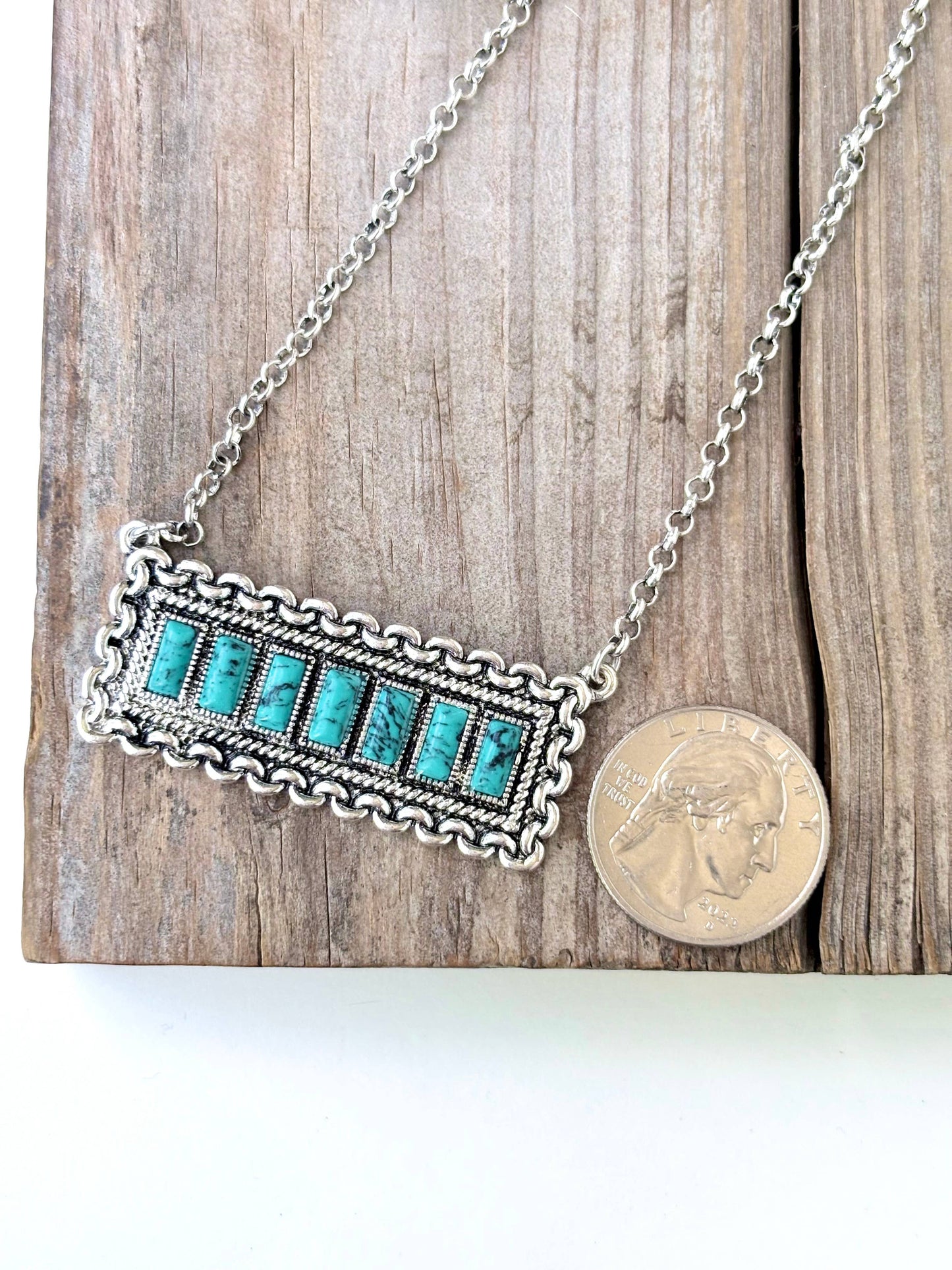 Turquoise Stone Bar Necklace