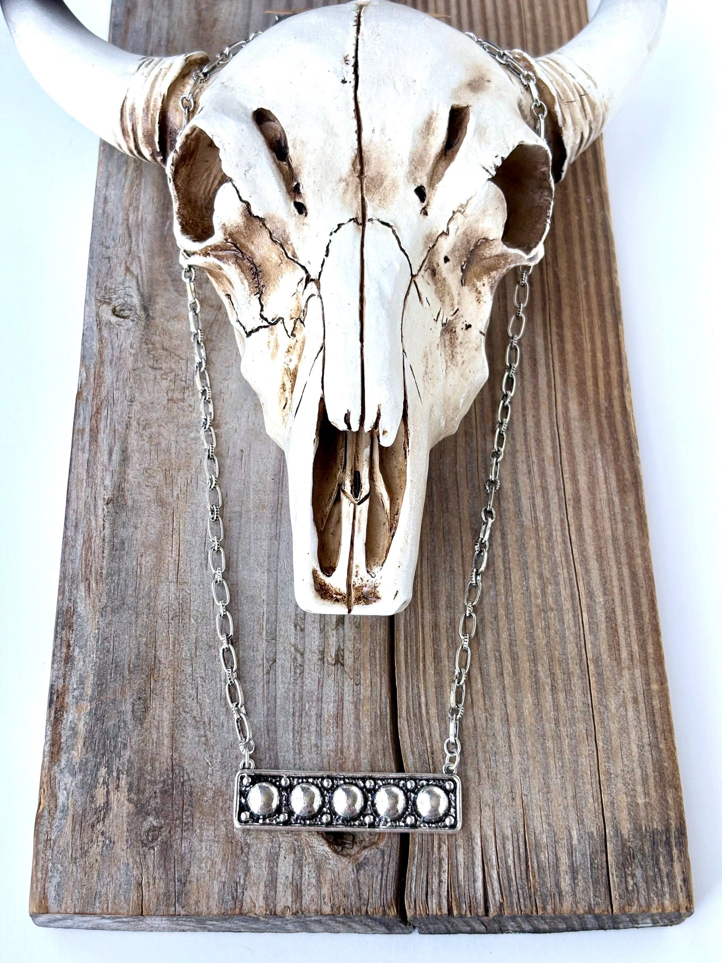 Embossed Bar Pendant Necklace