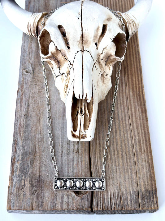 Embossed Bar Pendant Necklace