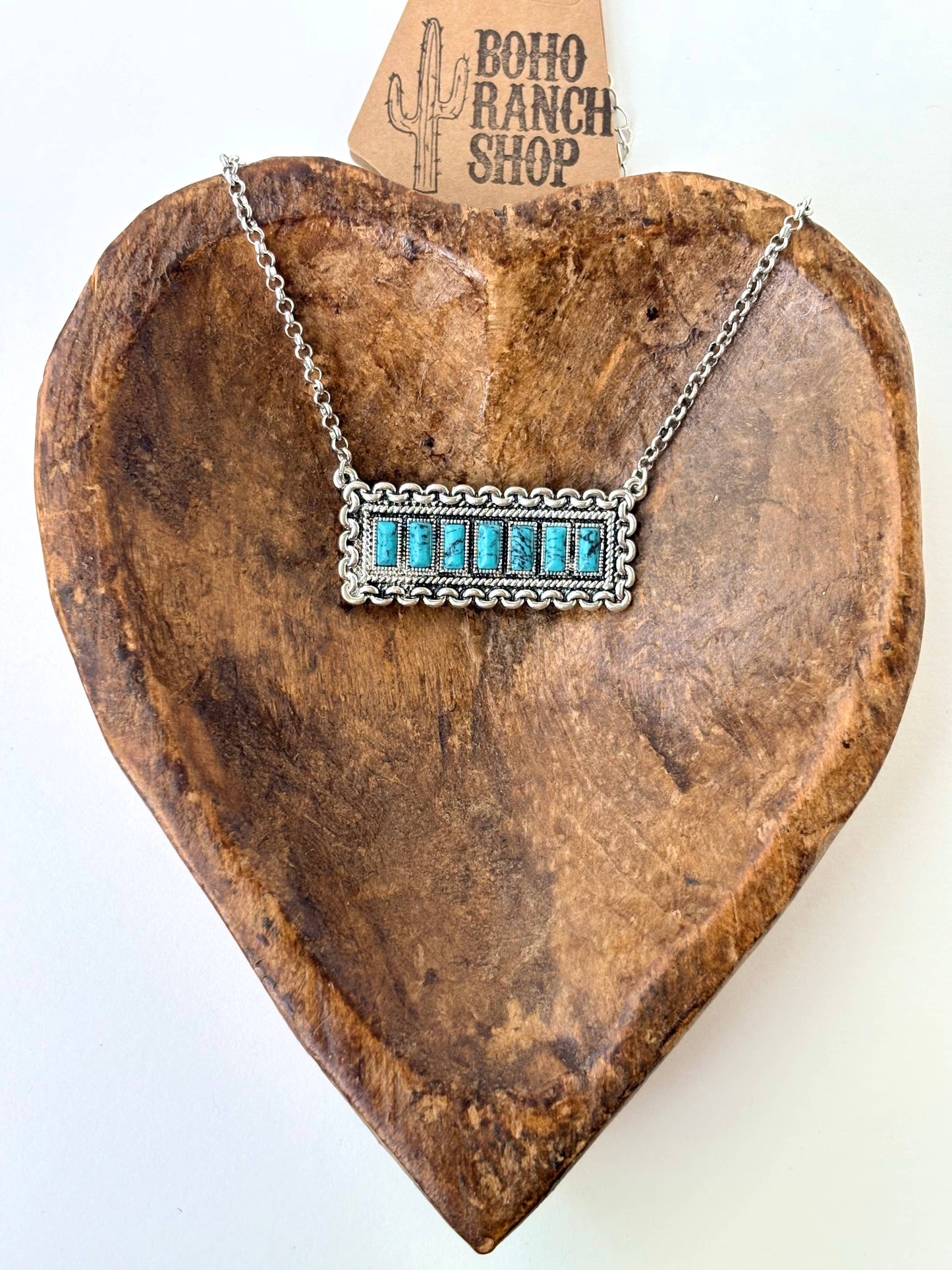 Turquoise Stone Bar Necklace