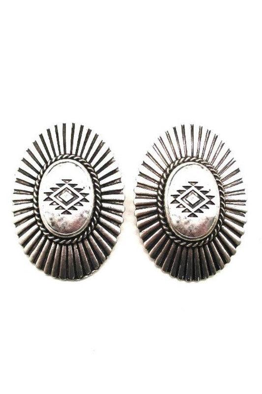 WESTERN CONCHO POST EARRINGS- Oval
