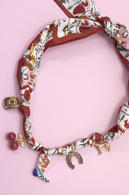 Western Scarf Charm Necklace
