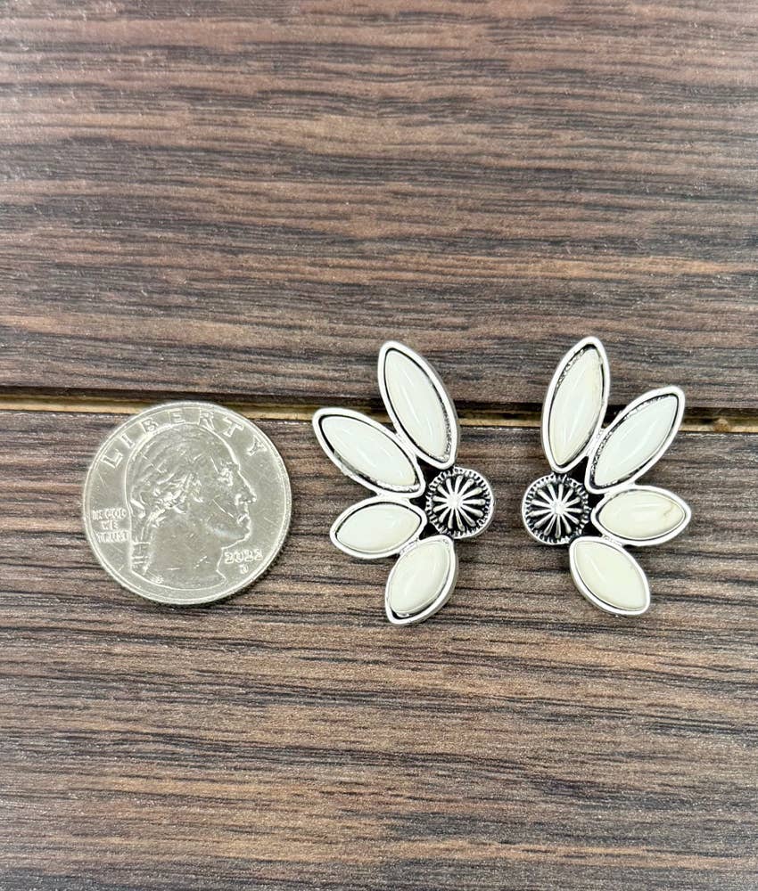 Western White Turquoise Stud Earrings