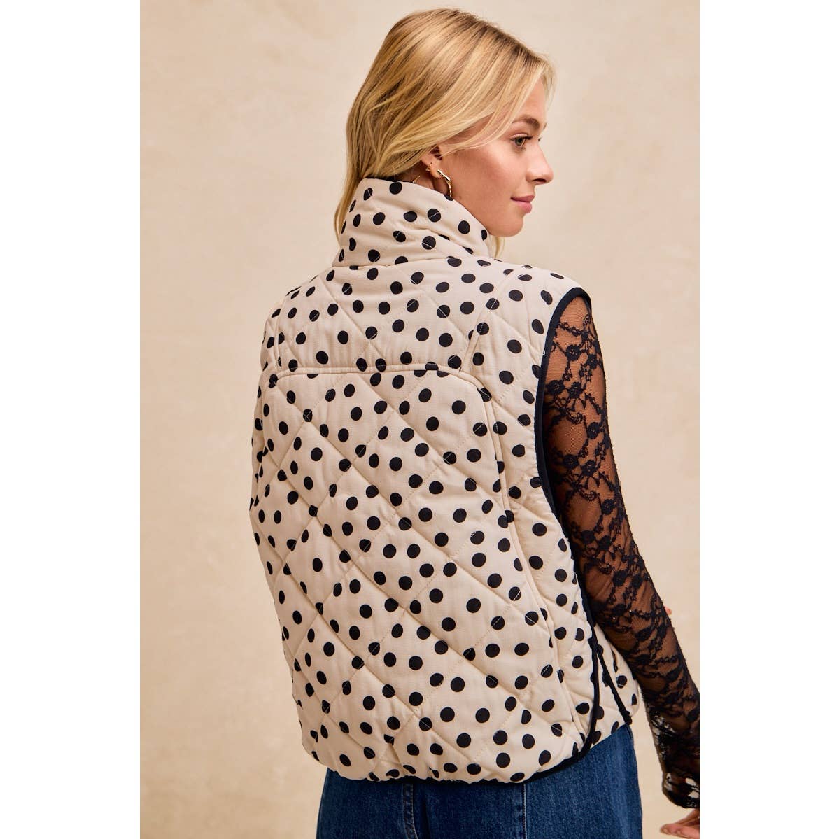 Polka Dotted Quilted Vest