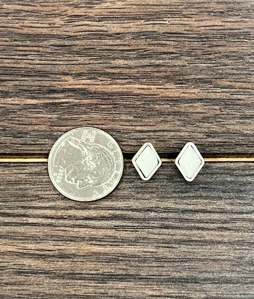 Diamond White Turquoise Studs