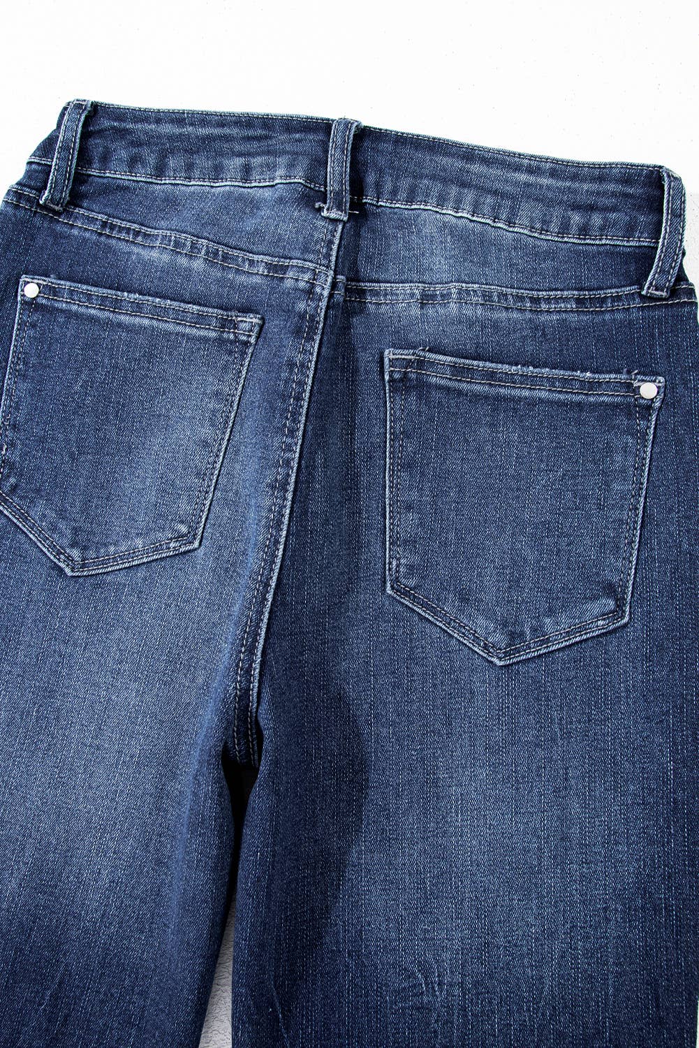 Blue Raw Hem High Waist Flared