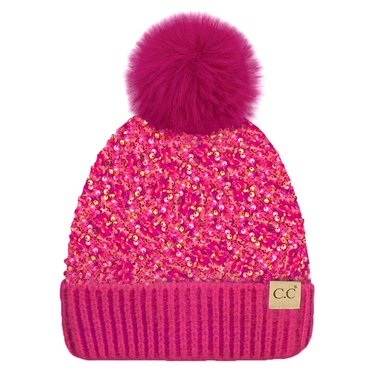 CC Kids Sequin Fur Pom Beanie - Kids Hat