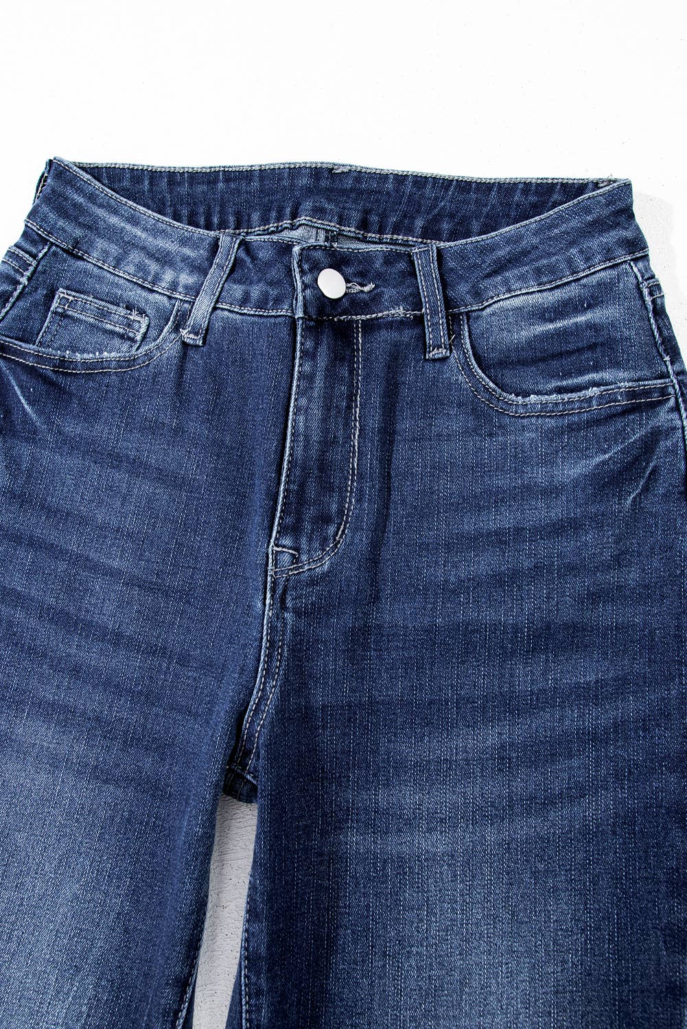Blue Raw Hem High Waist Flared