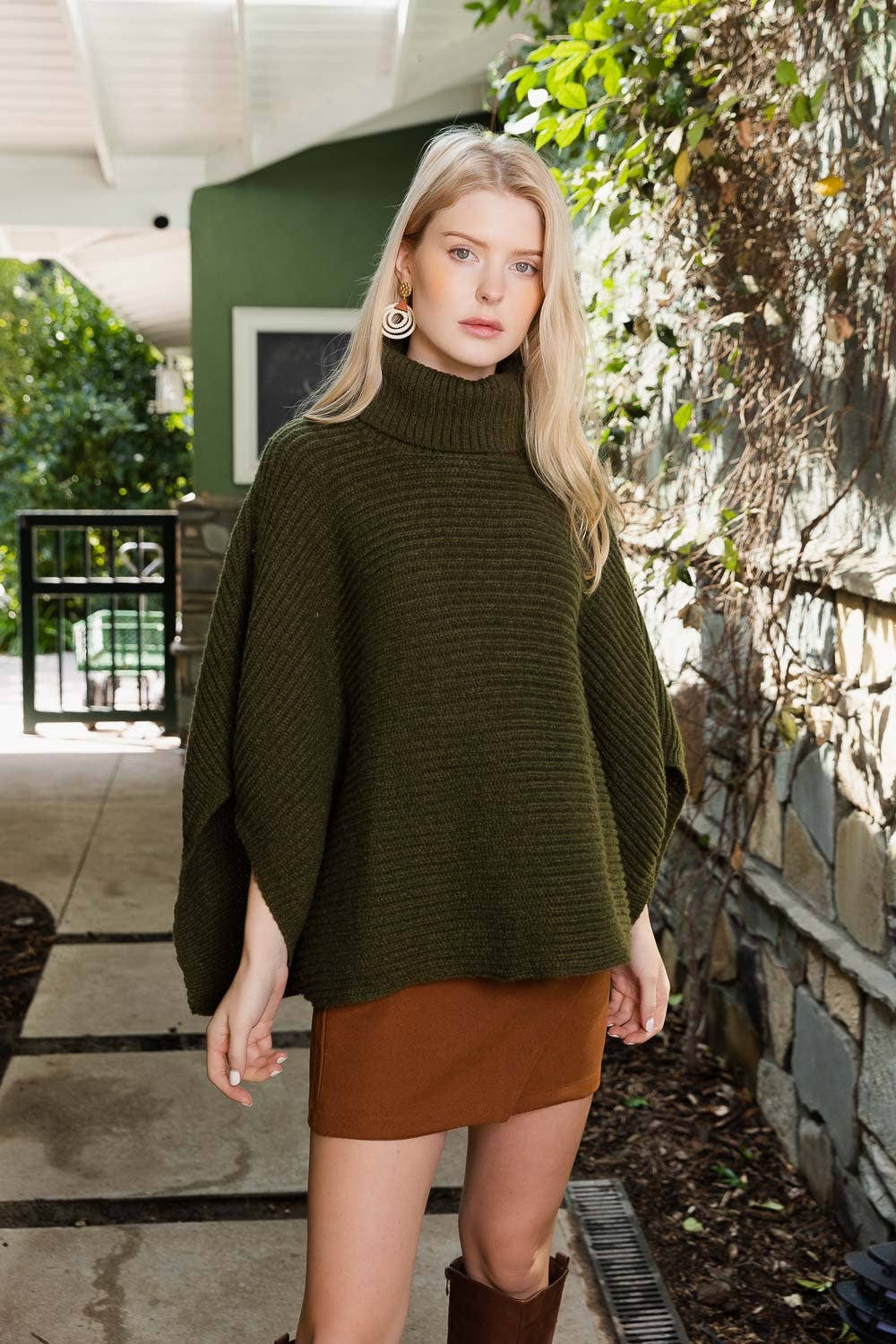 Ribbed Poncho Sweater
