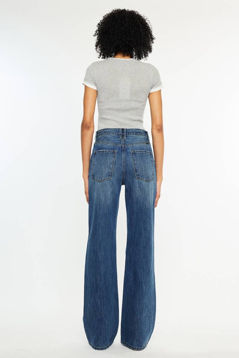 High Rise Button Flares