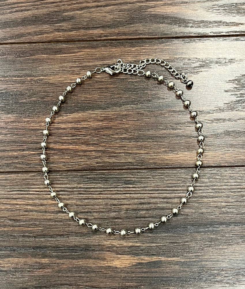 16" 6mm Silver Western Bead Necklace